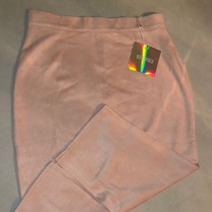 NWT Missguided faux suede midi skirt, pink
